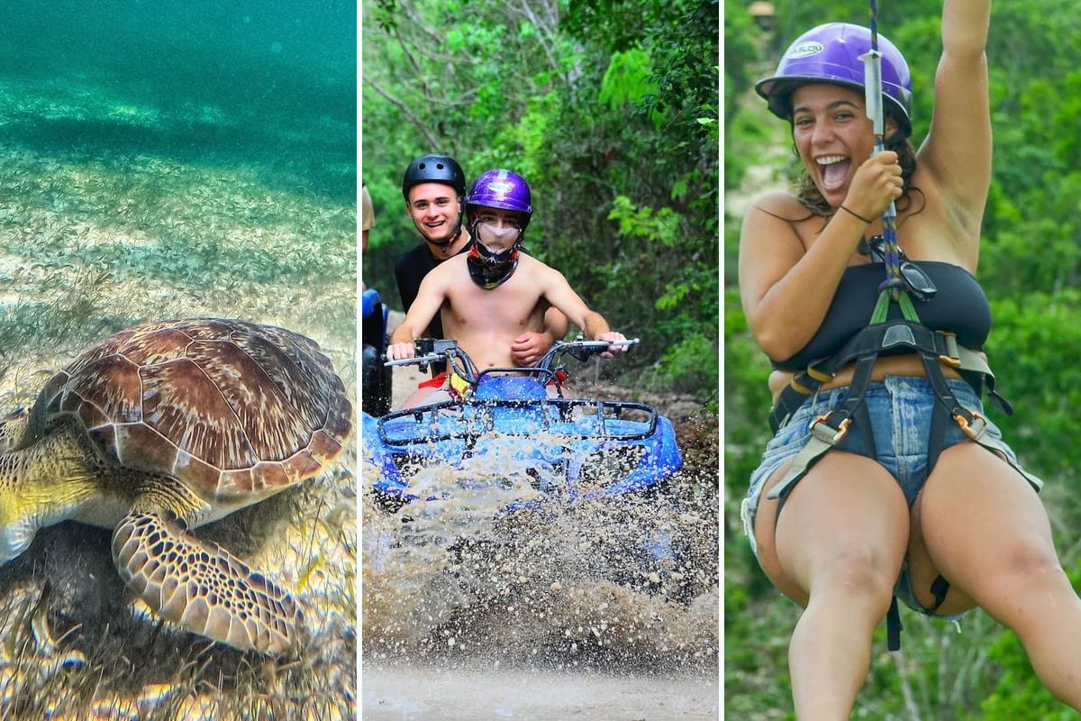 Quad-Fahrer im Dschungel — Ganztages-Paket Schildkröten, ATV, Cenote & Zipline